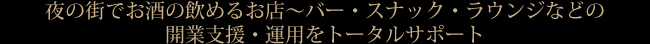 夜の街でお酒の飲めるお店～バー・スナック・ラウンジなどの開業支援・運用をトータルサポート